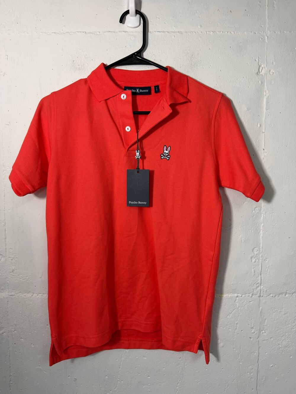 NEW Psycho Bunny Kids Classic Polo 802 Hot Coral Large 14-16
